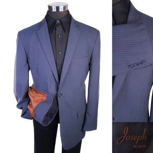 Joseph Jos. A. Bank Blazer Sport Coat Sz 44L Striped Blue Wool Two Button Jacket
